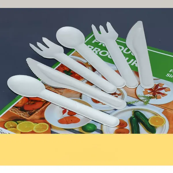 Bagasse Disposable Cutlery Set for Catering Trucks Knife Fork Spoon Biodegradable Takeaway Utensils