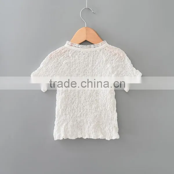 Cheap and Hot Selling Korean Style Baby Girls Tops Round Neck t Shirt Sleeveless Fold Bubble Shirts photo-4