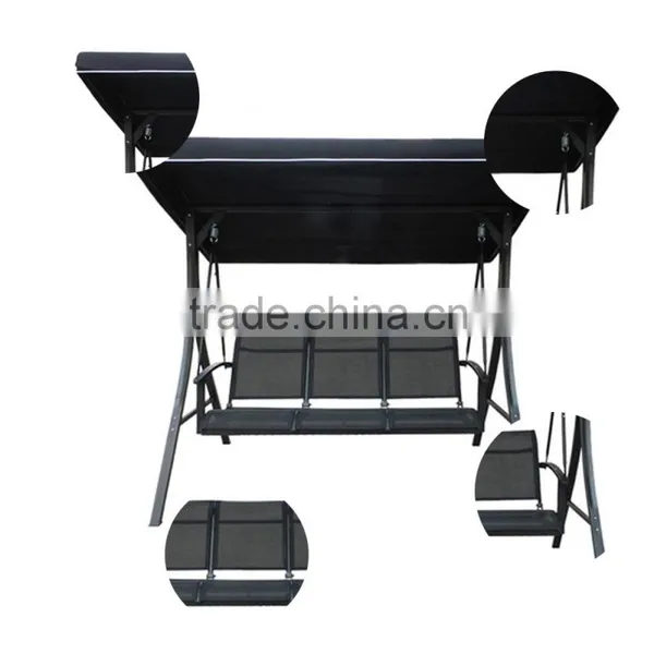 Luxury Leisure Wrought Iron Indoor Swing Chair With Stand 3 Seat Chair Swing photo-6