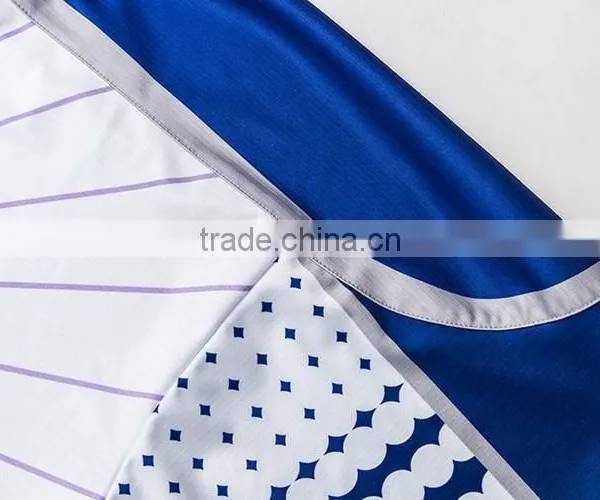 White Color Contrast Blue Color Sewing Polyester Hockey Shirts photo-6