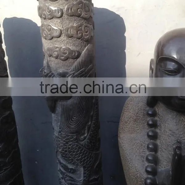 Antique Garden Stone Dragon Pillar photo-2
