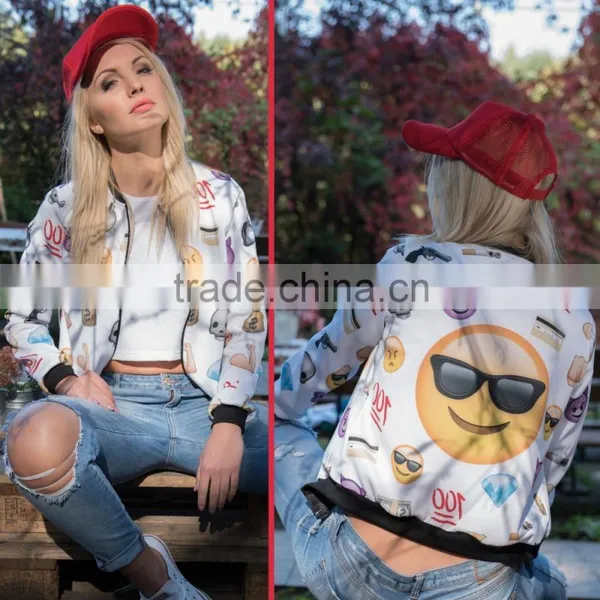 3D Emoji Printing Hot Fashion Girl Emoji Bomber-jacket Little Moq to Custom photo-4
