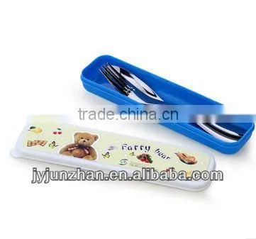 Promotion Cutlery Spoon Fork Chopsticks Sets With Nicely Design and Plastic Box Packing With Food Certificate Safe-using photo-6