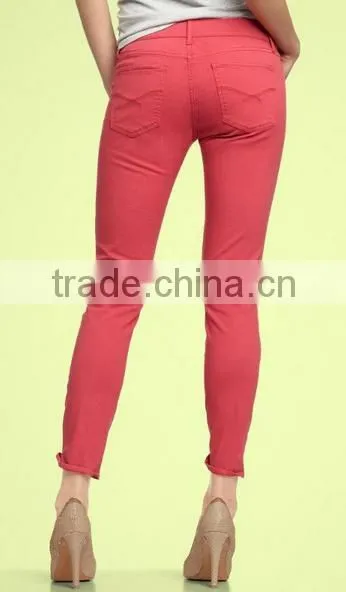 2016 Wholesale Price Branded Ladies Sexy Skinny Red Jeans photo-3