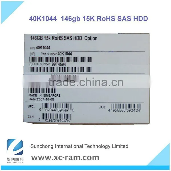 Hot! Server Hard Disk 40K1044 for Server, 146GB 15K 3.5 SAS Internal HDD (26k5842)