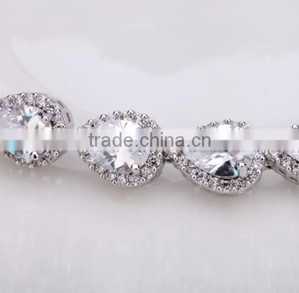 4 Colors Pear Shape AAA Cubic Zircon Women Bridal Bracelet Jewelry for Women photo-2