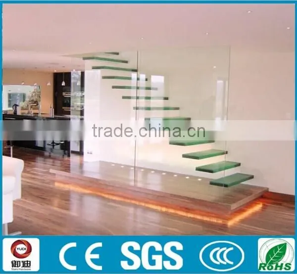 DIY Led Glass Straight Floating Stairs --YUDI photo-3
