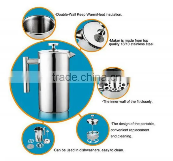 18 8 SS Mesh Filter Plunger Coffee French Press Made In China photo-2