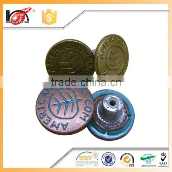 Metal Embossed Logo Official Shirts for Men Pants Fastener for Jeans photo-4