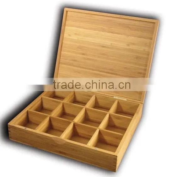 Wooden Tea Box With 12 Compartments (WT-1405)