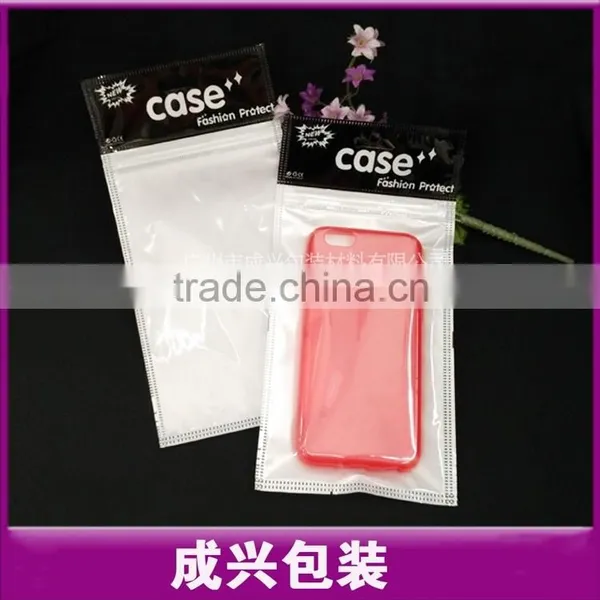 Printing Header Poly Bag White Plasic Bag With Zipper Clear Mobile Case Plastic Zipper Bags With Hanger