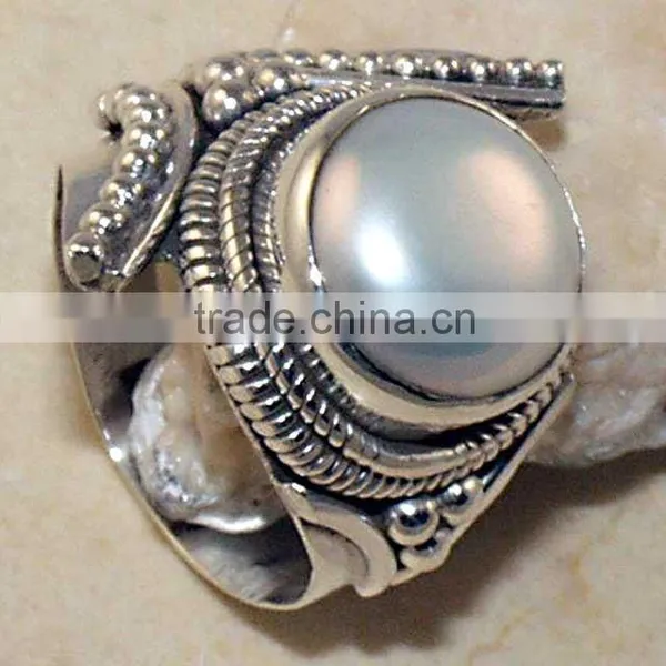 925 Sterling Silver Pearl Cocktail Ring