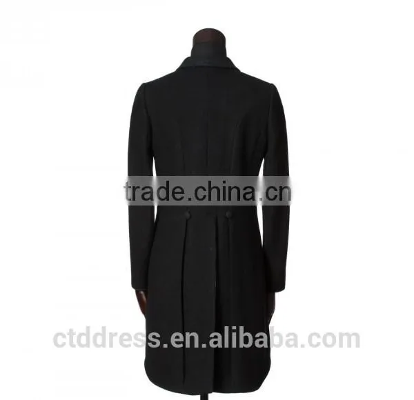 2015 New Style 100% Cashmere Black Coat Custom Made Women Clothing Manufacturers Overseas photo-3