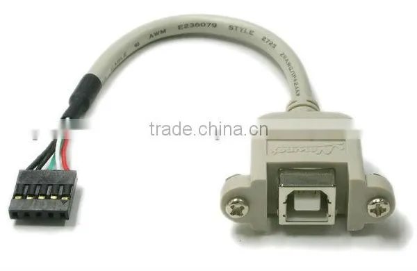 Panel mount USB 2.0 cable panel mount B female socket to 5 pin housing