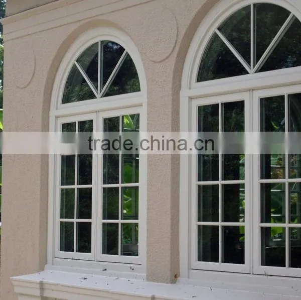 Aluminum Side Hung Casement Window With Half Round Spoked Pediment photo-3