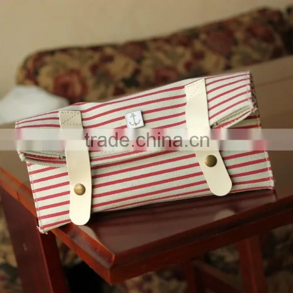 Wenzhou Cangnan Wholesale Canvas Triangle Stripe Colored Pencil Case for School With Button photo-2