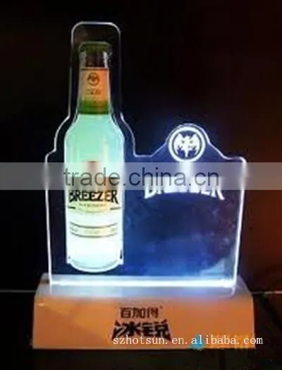 acrylic LED beer bar display holder with MDF base