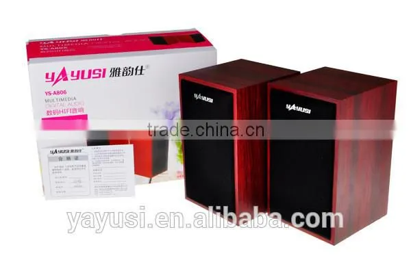 High Quanlity HIFI Sound 2.0 Home Theater Music System Wooden Usb Speaker photo-6