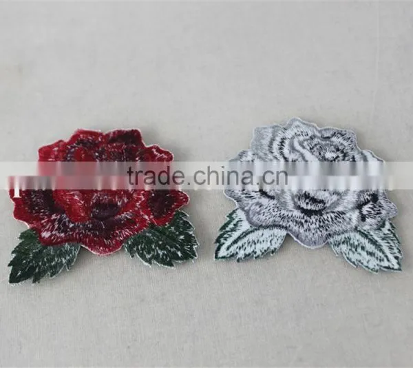 2016 New Patch Work Blouse Designs 6*7cm Red Rose and Gray Rose Flower Embroidery Patches Tim for Clothing photo-4