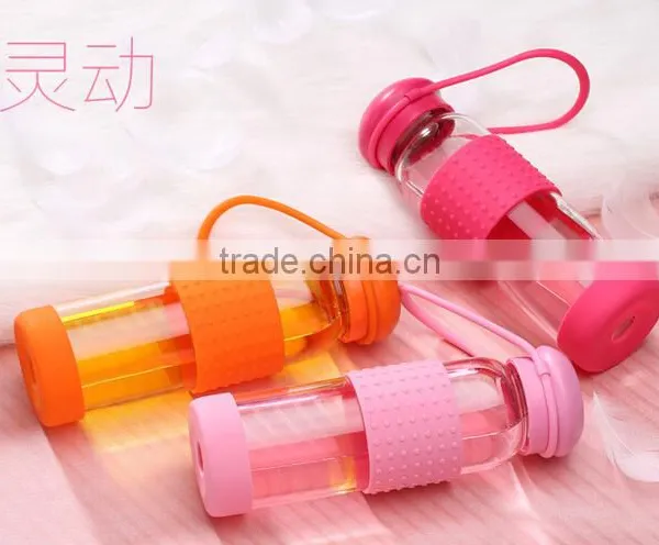 Popular Flip Top Glass Water Bottle With Silicone Sleeve photo-3