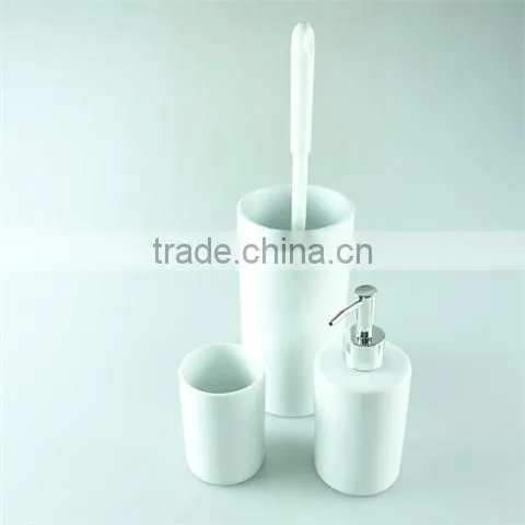 Lotion Dispenser, Toilet Brush Holder, Tumbler Accessory White Ceramic Bathroom Sanitary 3 Set photo-2