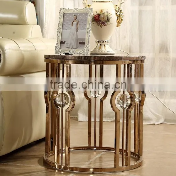 Living Room Stainless Steel Marble Top Round Side Table 891# photo-3