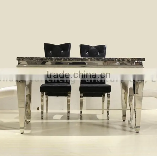 Marble Top Table With Stainless Steel Frame for Dining Room photo-4