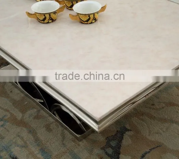 2016 Luxury Stainless Steel Dining Table/ Elegant Marble Dining Table for Wholesale AH068 photo-4