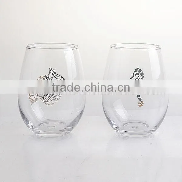 Ocean Fish and Hippocampus Stemless Wine Glass Cup photo-2