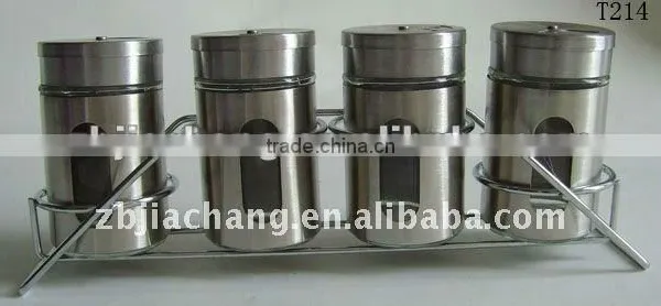 4pcs Glass Spice Jar Set With Stainless Steel Lid