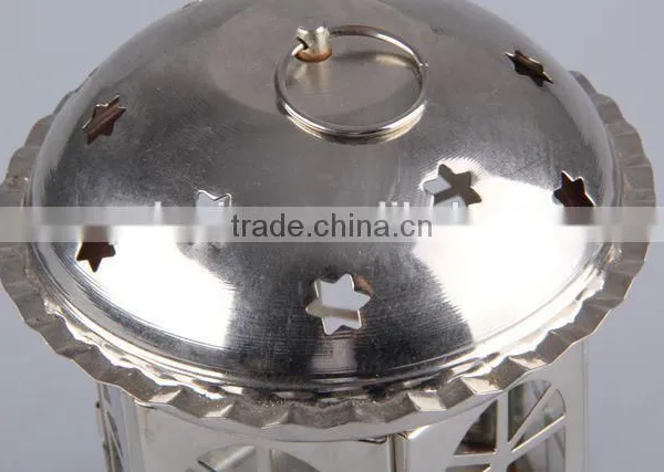 Home Decoration Pavilion Type Candlestick/Portable Iron+Glass Hollow Out Candle Holder photo-5