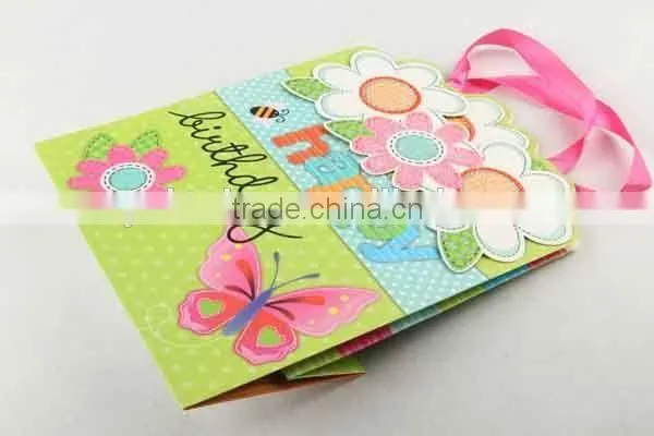 Shopping Paper Bag With 3D Flower Pattern/Printed Foldable Gift Bag photo-5