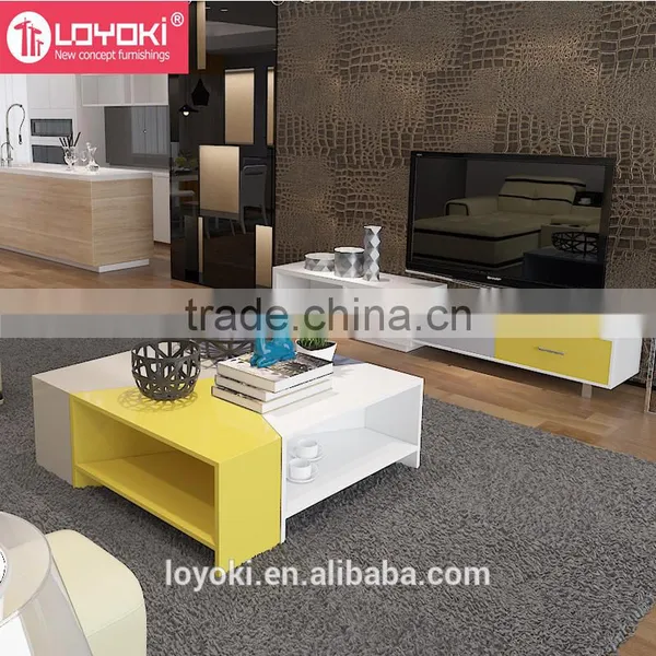 New Design Set of 4 Coffee Table Mdf Wood Sofa Side Table With Glossy Finished 4 Colors Free Combination Side Table photo-3
