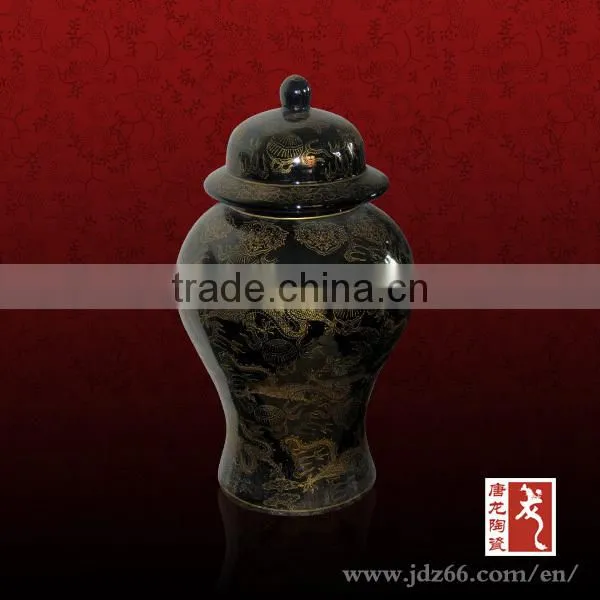 High Gloss Black Glazed Wholesale Ginger Jars for Home Storage Food in Sale photo-2