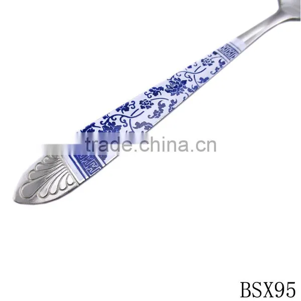High Quality Blue and White Porcelain Stainless Steel Metel Spoon photo-6