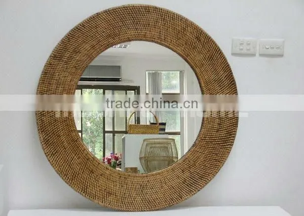 Full Rattan Round Mirror