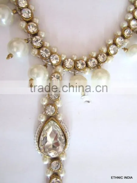 PEARL CRYSTAL Beads Payal ANKLETS Pair Feet Barefoot Sandal Toe Ring photo-4