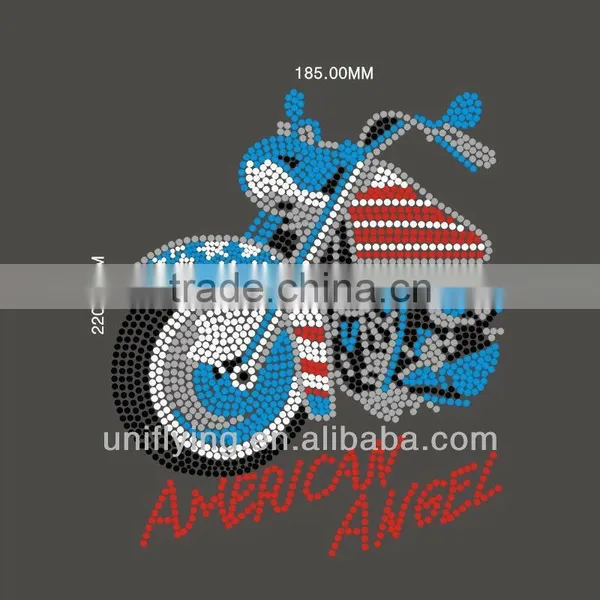 American Motorcycle Cheap Iron on Rhinestone Transfers