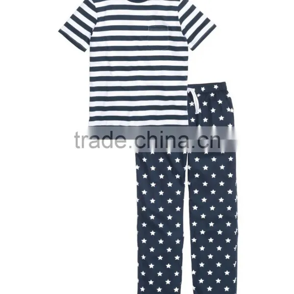 Stripe Short Sleeves Top and Star Printed Pants Adult Pyjamas photo-3
