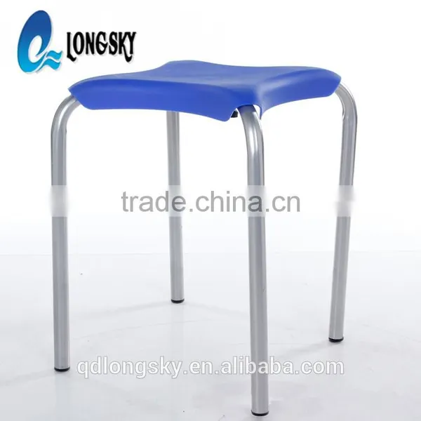 LS-4010 Cheap Colorful Small Plastic Square Stacking Stools With Metal Legs Portable Wholesale photo-3