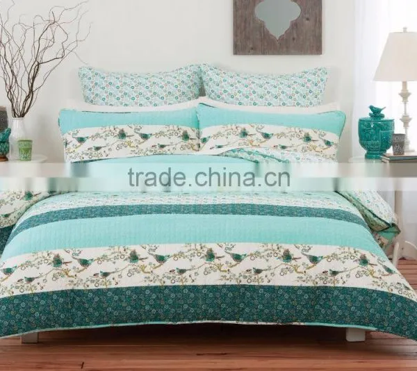 Printed Birds & Plain And Floral Panels Quilt Cover photo-5