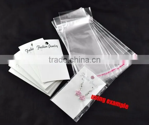 White Ear Hooks Earring Display Cards(with "Fashion Jewelry" Print) W/Self Adhesive Bags photo-2