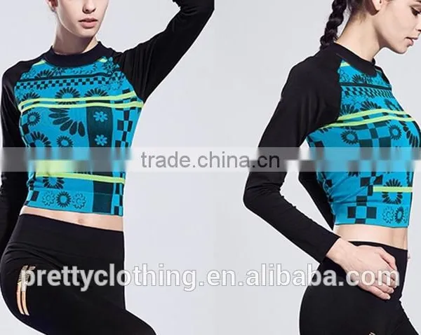 Women's Activewear Long Sleeve Floral Printed Yoga Athletic Clothes Wear T-Shirt photo-5