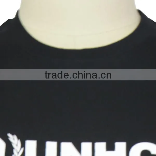Silk Screen Printing Short Sleeve Black Scoop Neck T Shirt For Men photo-5