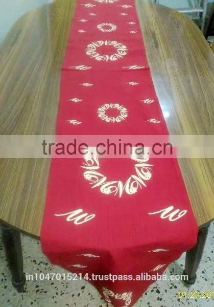 Screen Printed Wedding Table Runner on Hand Woven Cotton