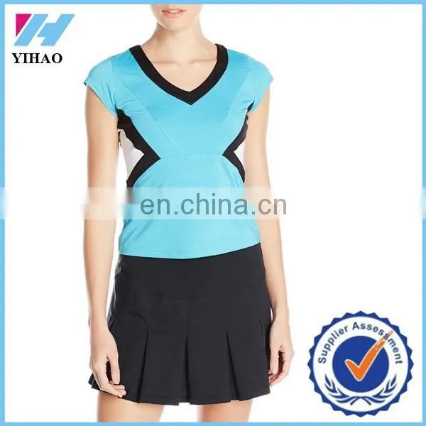 Trade Assurance Yihao Wholesale Women Clothing Women's Uptown Girl Color Block Cap Sleeve Crop Top