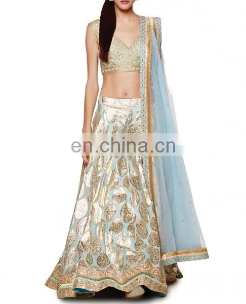 Powder Blue Lengha With Dori Work