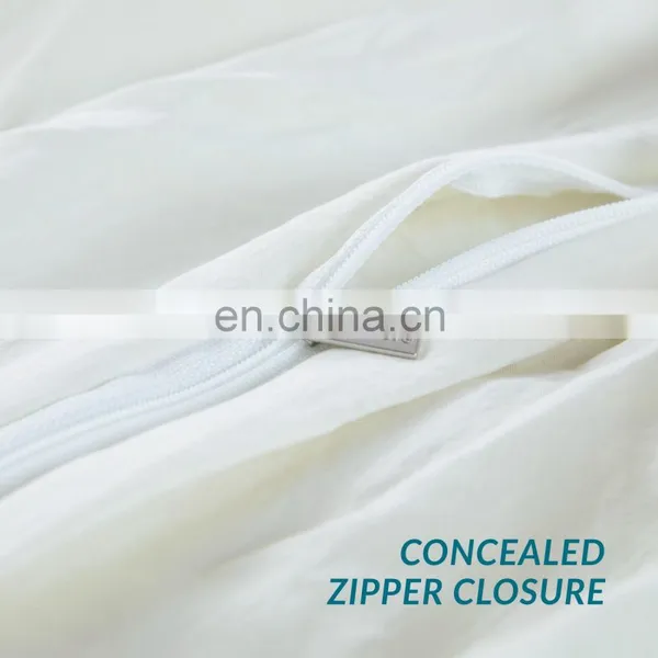 Fashion Durable Plain Color Water Wash Cotton Duvet Cover Set photo-5