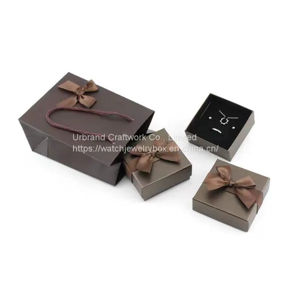 Brown Bow Jewelry Packing Box Ring Necklace Earrings Bracelet Box Gift Handbag Matching photo-5