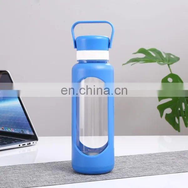 Large Capacity 25 OZ Custom Logo Glass Crystal Water Bottle With Plastic Bottle Sleeve Drinking Hot Water Bottles photo-4